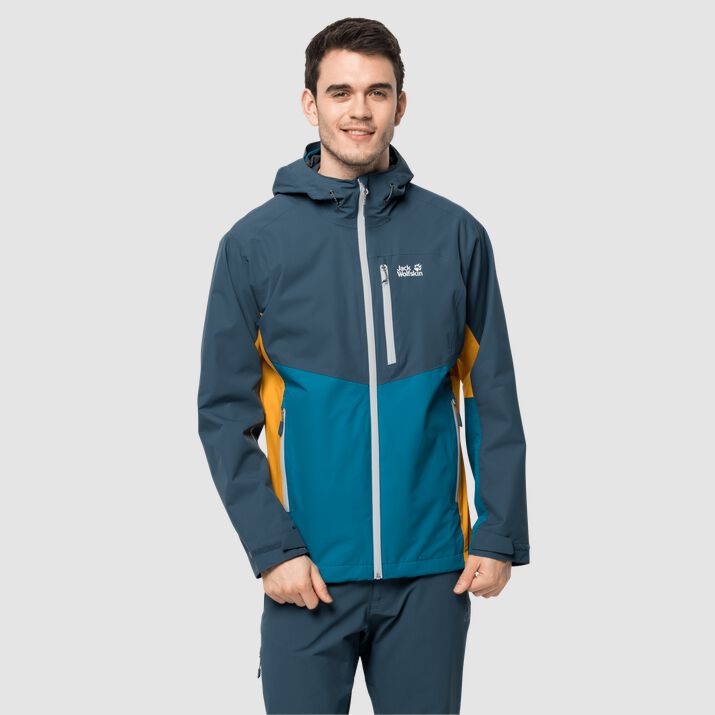 Chamarra Hardshell Jack Wolfskin Eagle Peak Hombre Grises Azules Mexico-4683521